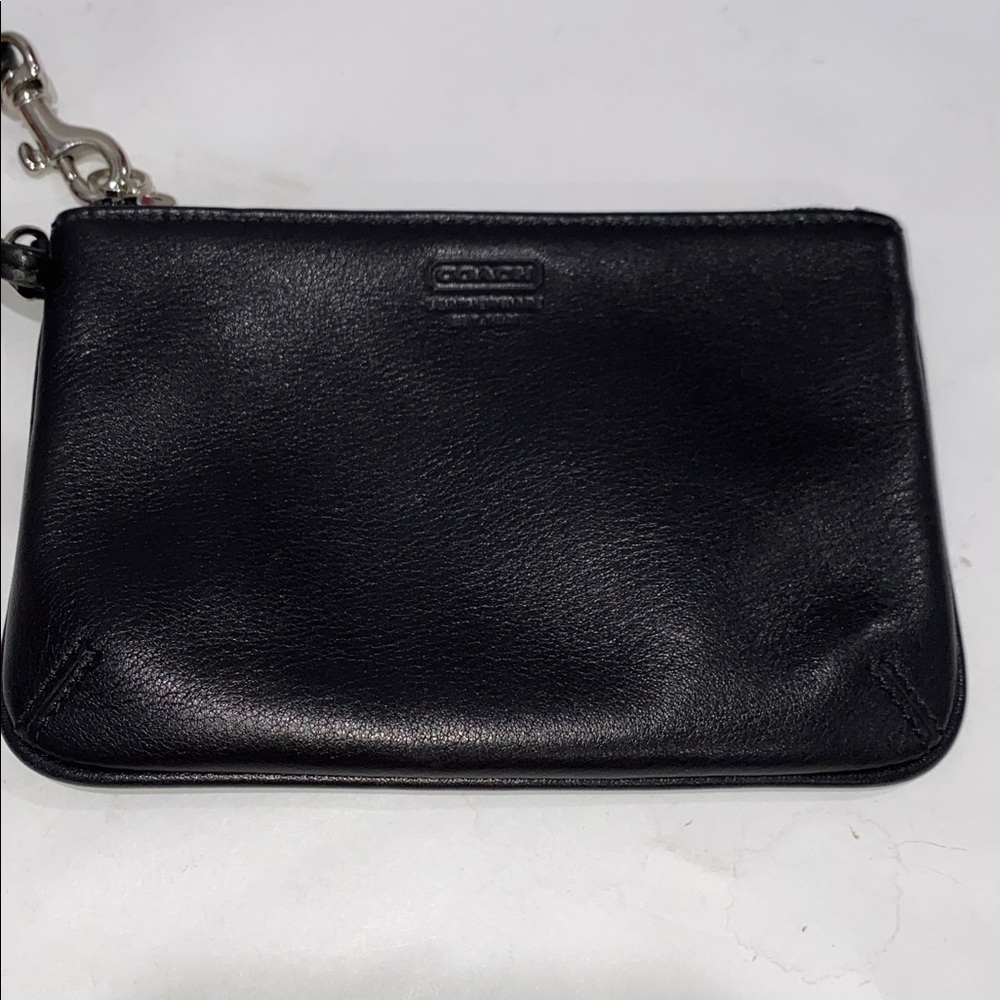 Coach Black Leather Wristlet Mini Clutch Fully Lined